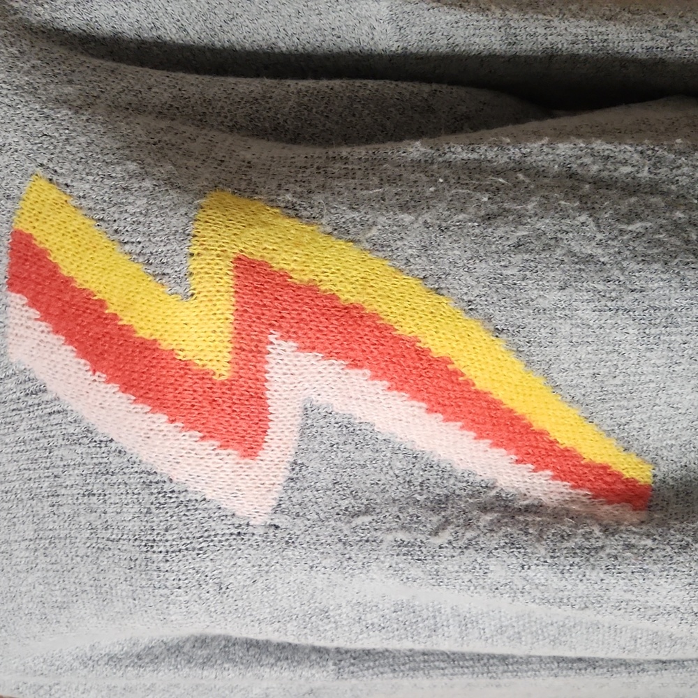 Fab'rik Gray Sweater with Lightning Bolt Design, size Small - Picture 2 of 5